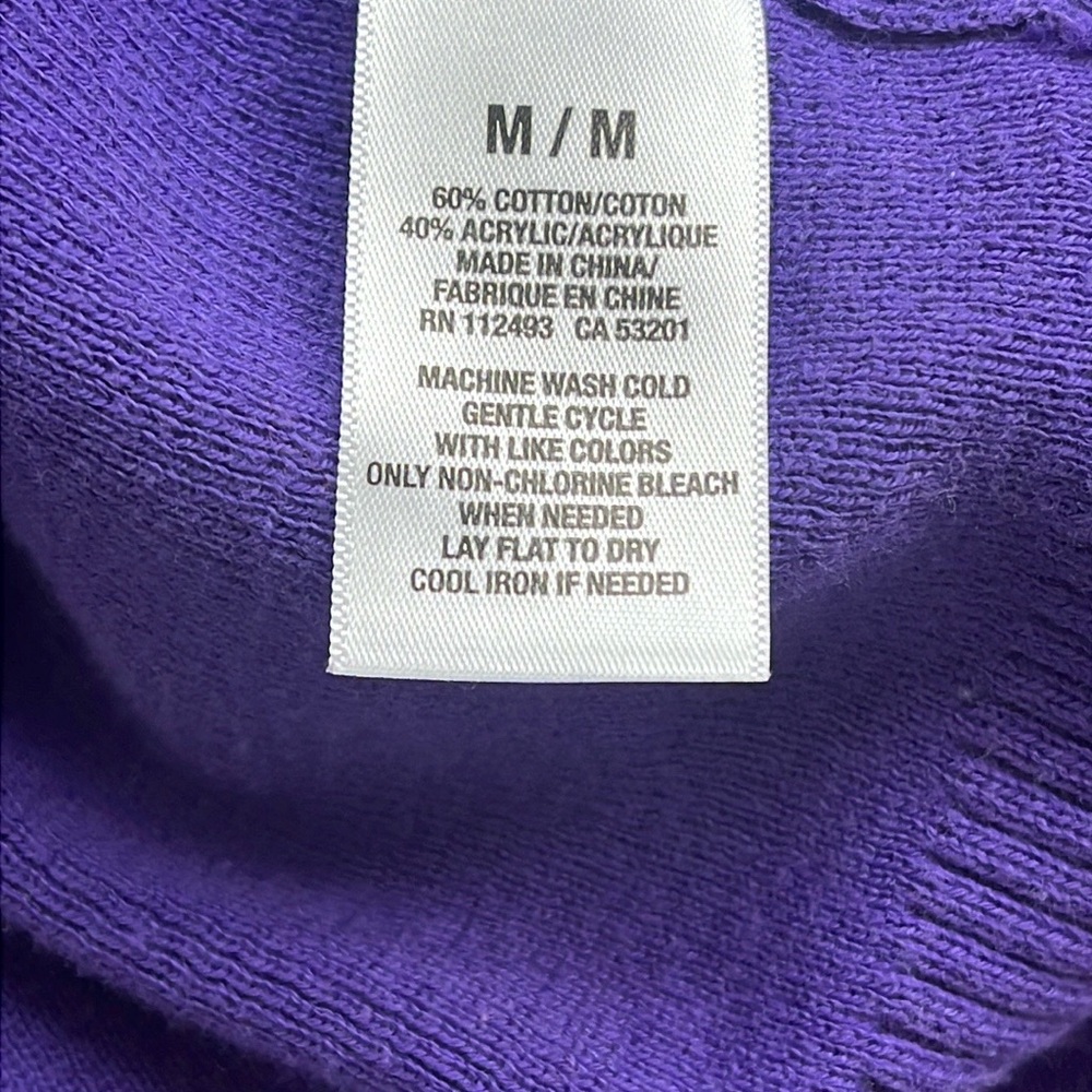 Y2K Aeropostale Purple Henley Sweater Size Medium Vintage - Picture 3 of 11